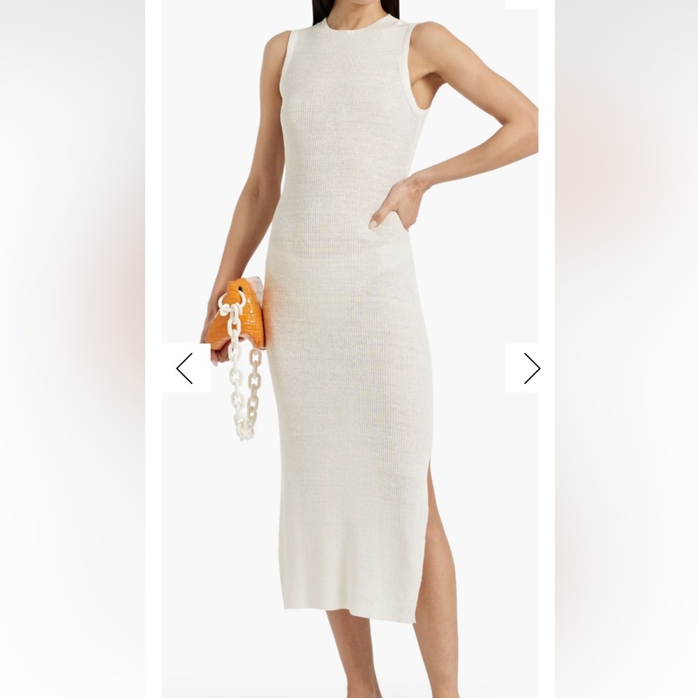 ONIA Ribbed linen-blend midi dress Size M